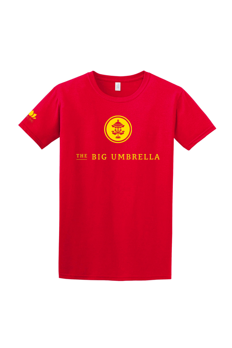 Yellow Logo Red Tshirt by The Big Umbrella