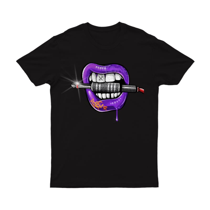 Professional Misconduct Lips Black Tshirt by The Screaming Jets