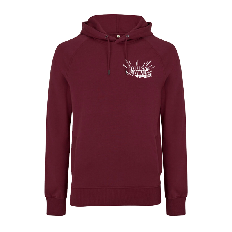 WHITE LOGO BURGUNDY HOOD by Yours And Owls Festival