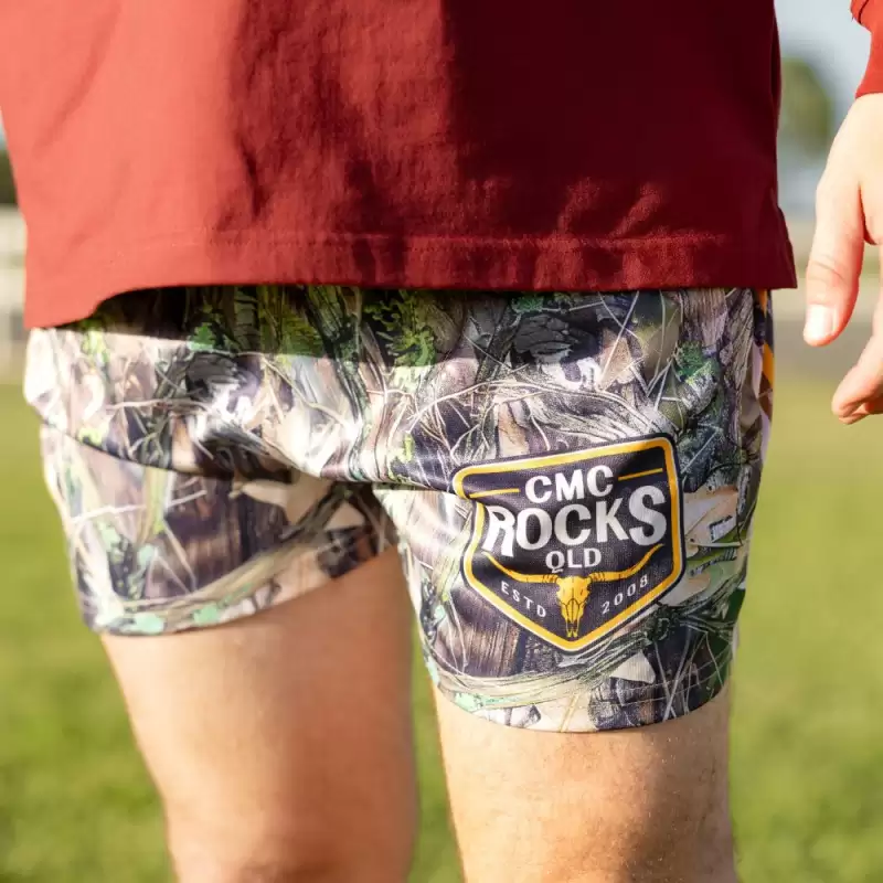Camo Crest Footy Shorts by CMC ROCKS QLD 2026