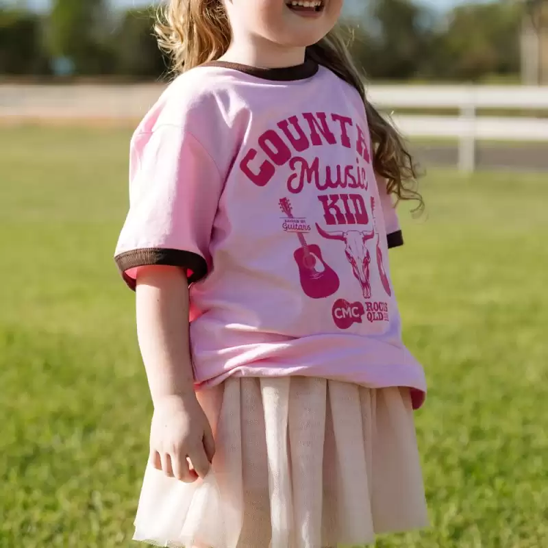Country Music Kid Pink/Brown Ringer by CMC ROCKS QLD 2026