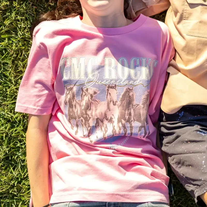 Wild Horses Ladies Pink Tshirt by CMC ROCKS QLD 2026
