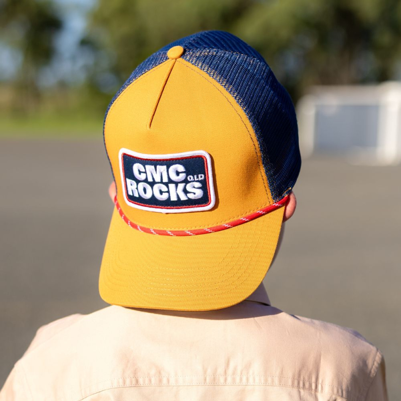 Block Logo Orange/Navy Trucker Cap by CMC ROCKS QLD 2026