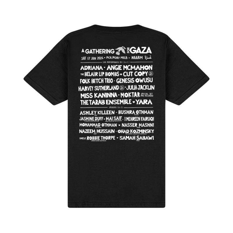 A Gathering For Gaza - Black Event Tshirt by A Gathering For Gaza