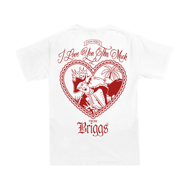 Briggs - Valentines Day White Tshirt by Bad Apples Music