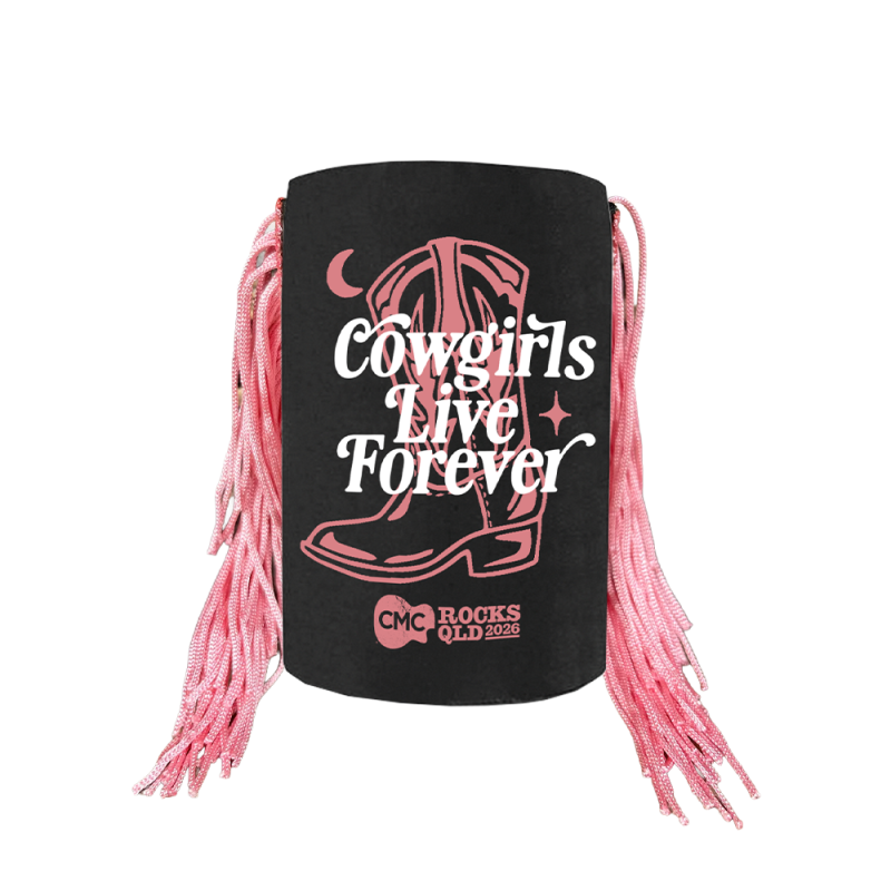 Cowgirls Live Forever Fringed Stubby by CMC ROCKS QLD 2026