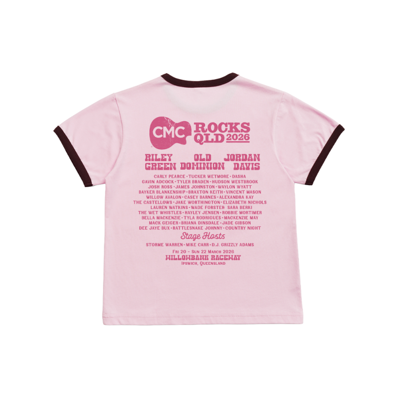 Country Music Kid Pink/Brown Ringer by CMC ROCKS QLD 2026