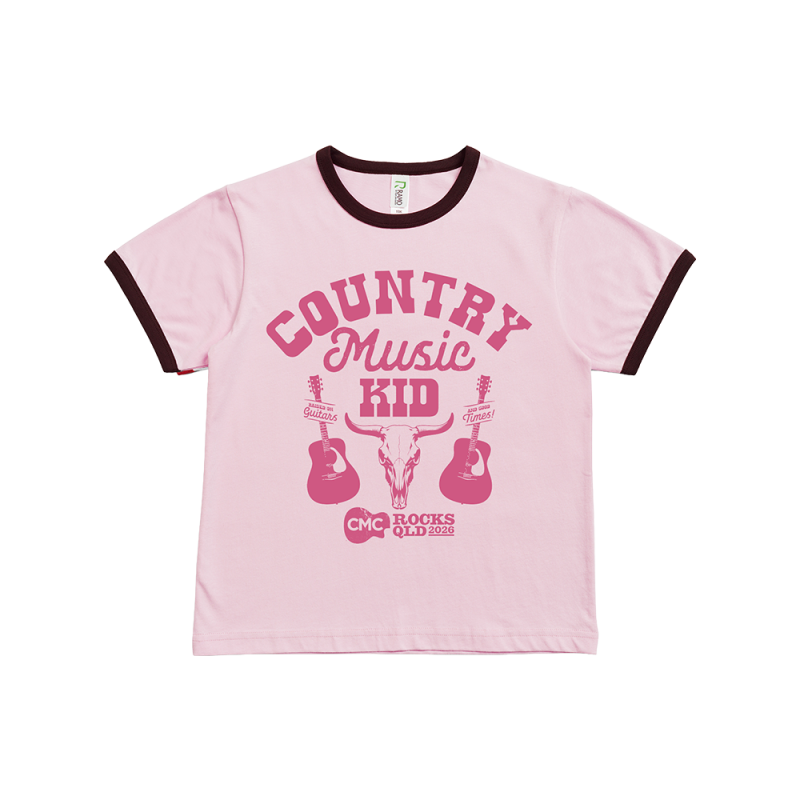 Country Music Kid Pink/Brown Ringer by CMC ROCKS QLD 2026