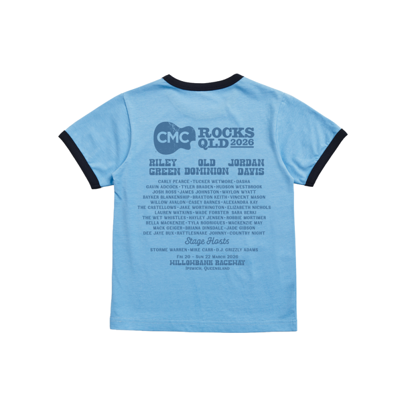 Country Music Kid Blue/Navy Ringer by CMC ROCKS QLD 2026
