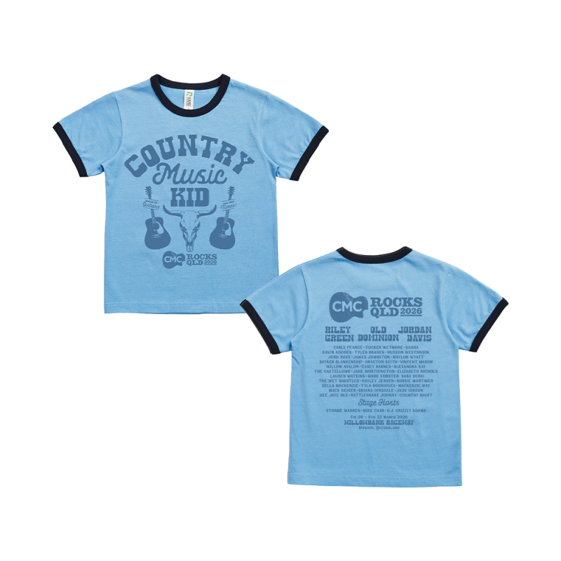 Country Music Kid Blue/Navy Ringer by CMC ROCKS QLD 2026