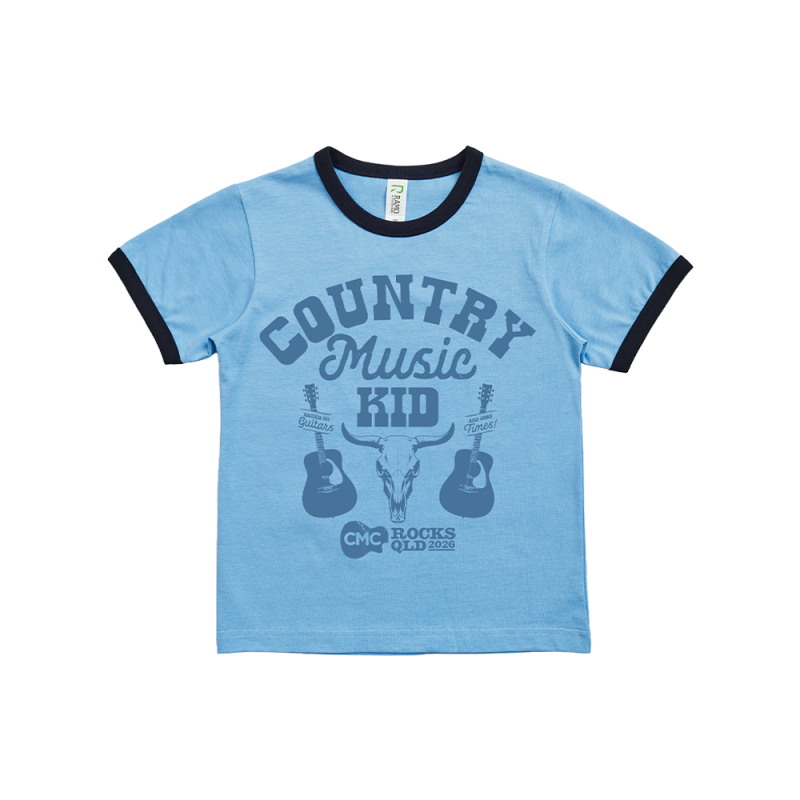 Country Music Kid Blue/Navy Ringer by CMC ROCKS QLD 2026