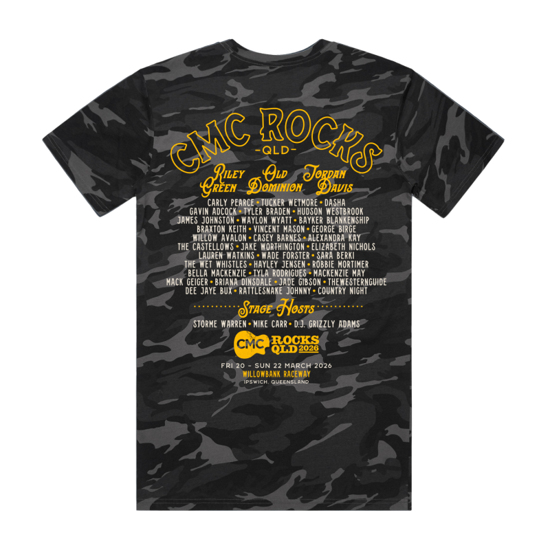 Cow Skull Unisex Black Camo Tshirt by CMC ROCKS QLD 2026