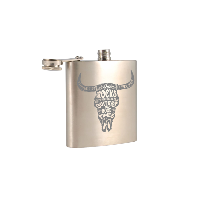 Good Times Skull  Engraved Flask by CMC ROCKS QLD 2026