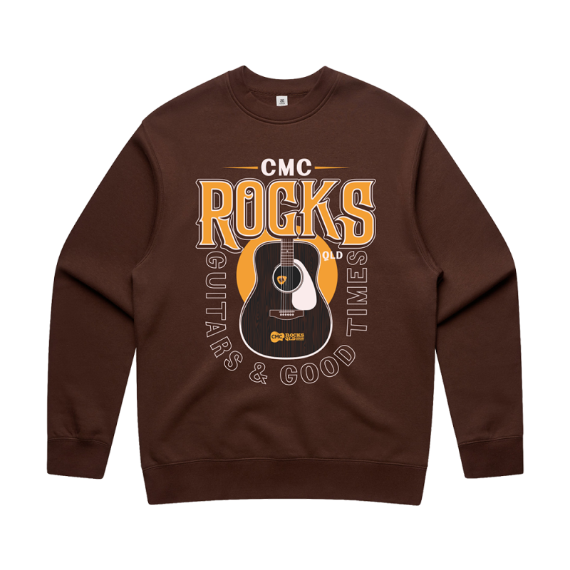 Guitar Silhouette Chestnut Crewneck Sweater by CMC ROCKS QLD 2026