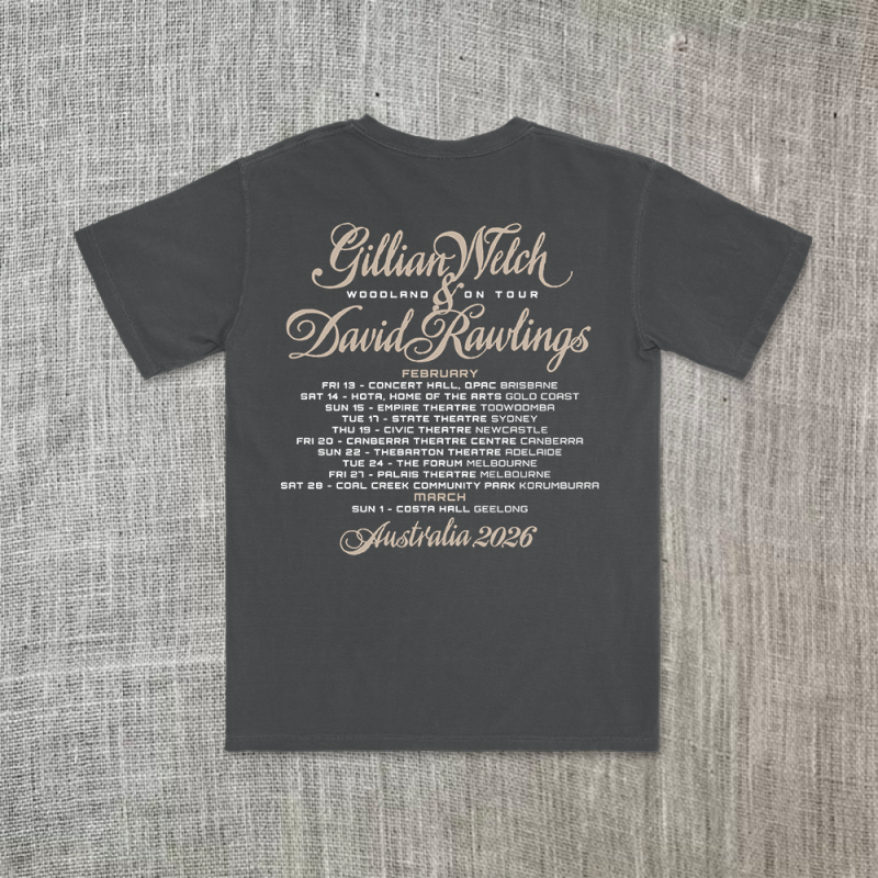 Tour 2026 Graphite Tshirt by Gillian Welch & David Rawlings