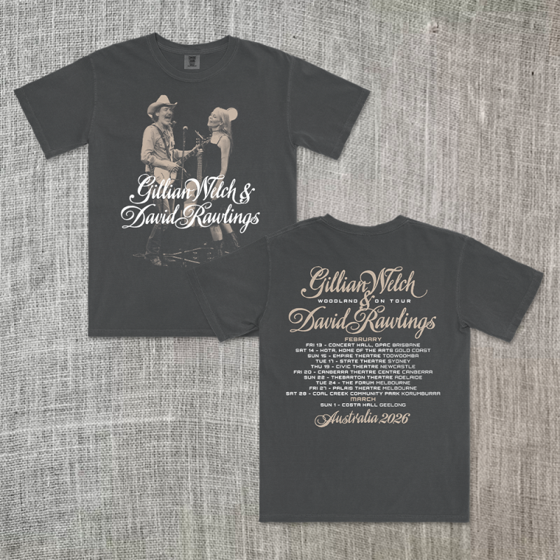 Tour 2026 Graphite Tshirt by Gillian Welch & David Rawlings