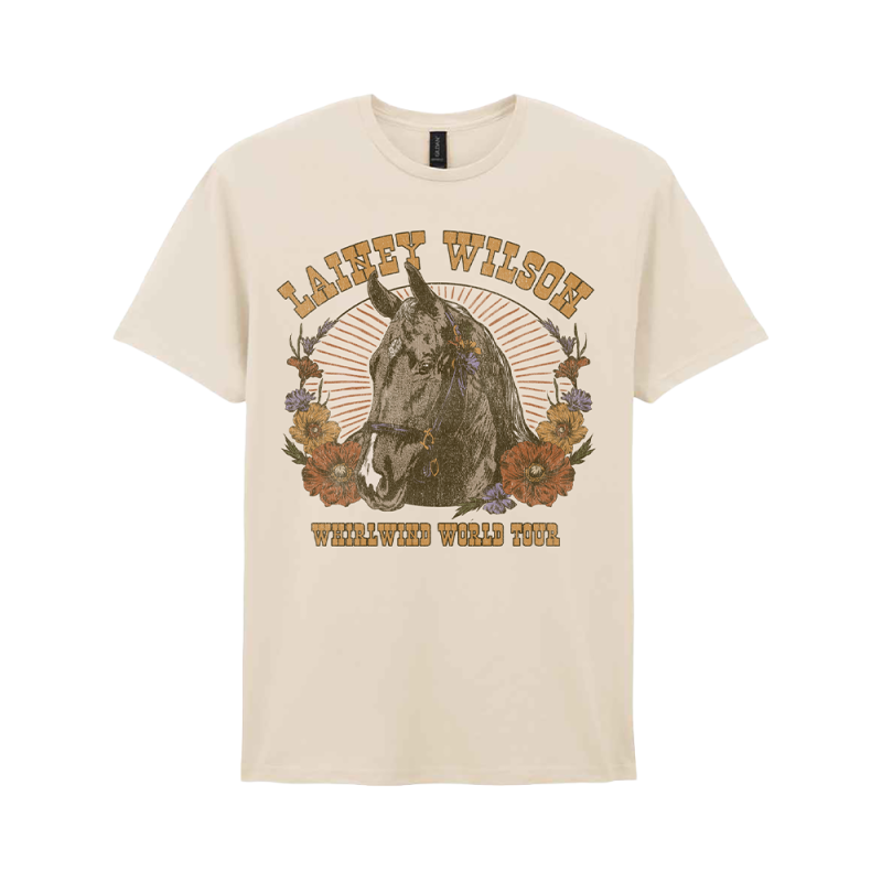 Whirlwind World Tour Derby Natural Tshirt by Lainey Wilson