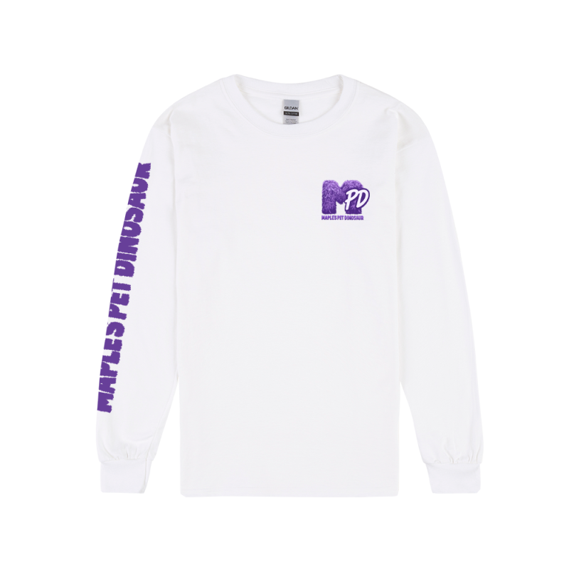 MPD Longsleeve White Tshirt by Maple's Pet Dinosaur