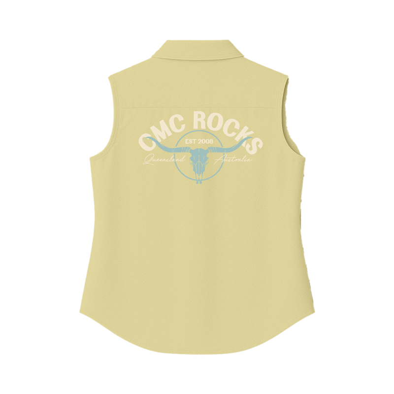 Skull Ladies Yellow Sleeveless Workshirt by CMC ROCKS QLD 2026