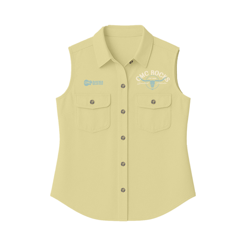 Skull Ladies Yellow Sleeveless Workshirt by CMC ROCKS QLD 2026