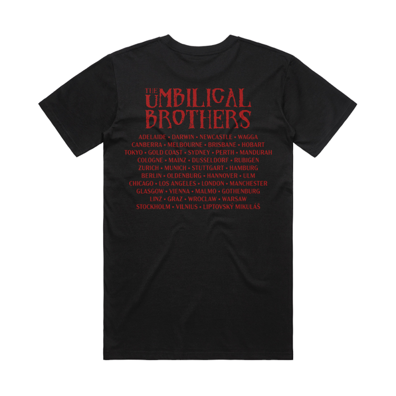 Roadie Black Tshirt by The Umbilical Brothers