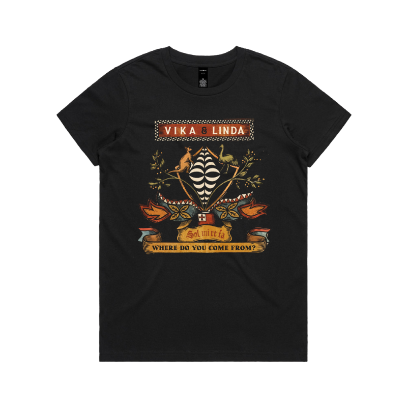 WDYCF? Coat-of-Arms Black Tshirt by Vika & Linda