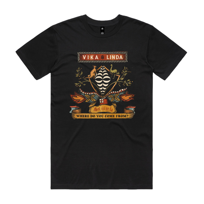 WDYCF? Coat-of-Arms Black Tshirt by Vika & Linda