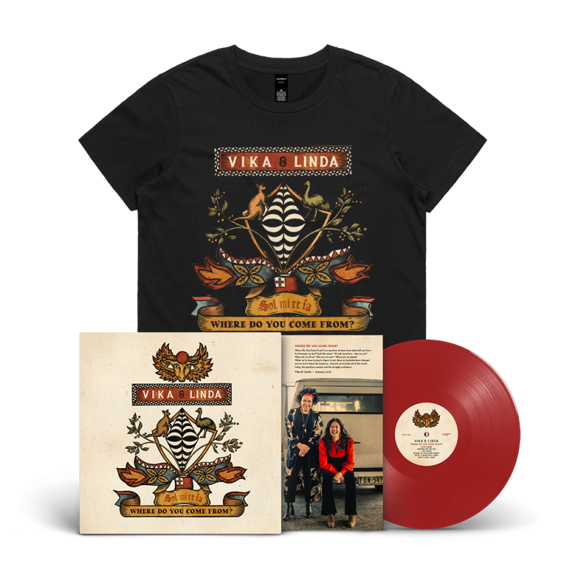 Where Do You Come From? Opaque Red Vinyl LP + WDYCF? Coat-of-Arms Black Tshirt by Vika & Linda