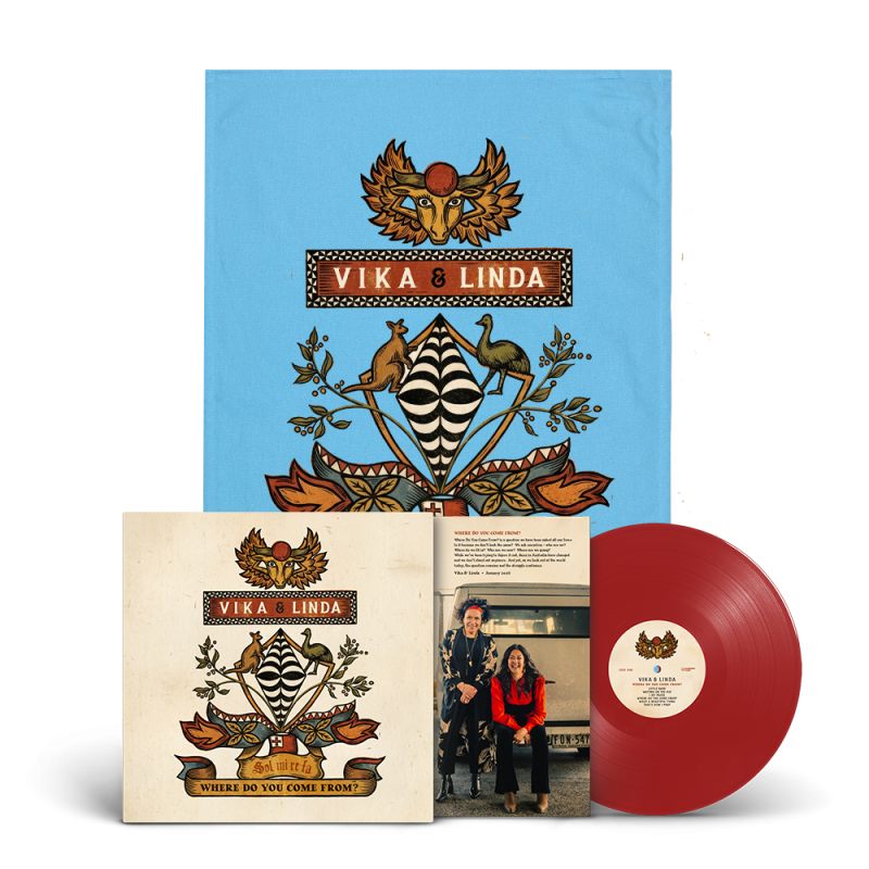 Where Do You Come From? Opaque Red Vinyl LP + LIMITED EDITION Blue Tea Towel by Vika & Linda