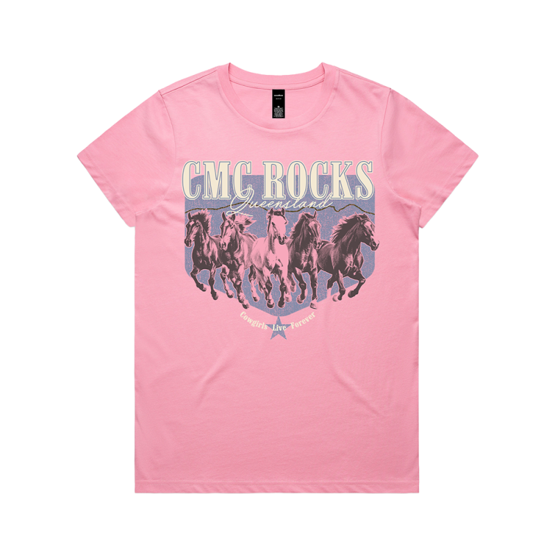 Wild Horses Ladies Pink Tshirt by CMC ROCKS QLD 2026