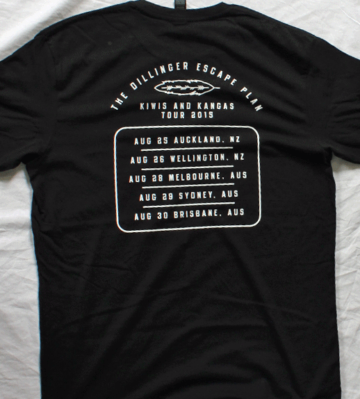 2015 Australian/NZ Tour Black Tshirt by The Dillinger Escape Plan