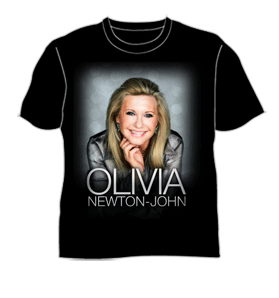 Olivia Newton-John Silver Logo Black Tshirt by Two Strong Hearts Tour