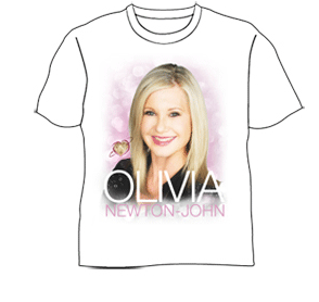 Olivia Newton-John Smiling White Tshirt by Two Strong Hearts Tour