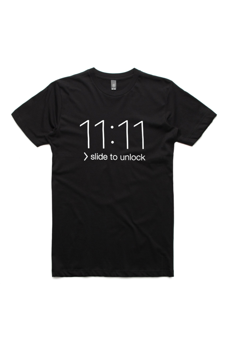 Slide To Unlock Black Tshirt by 11:11