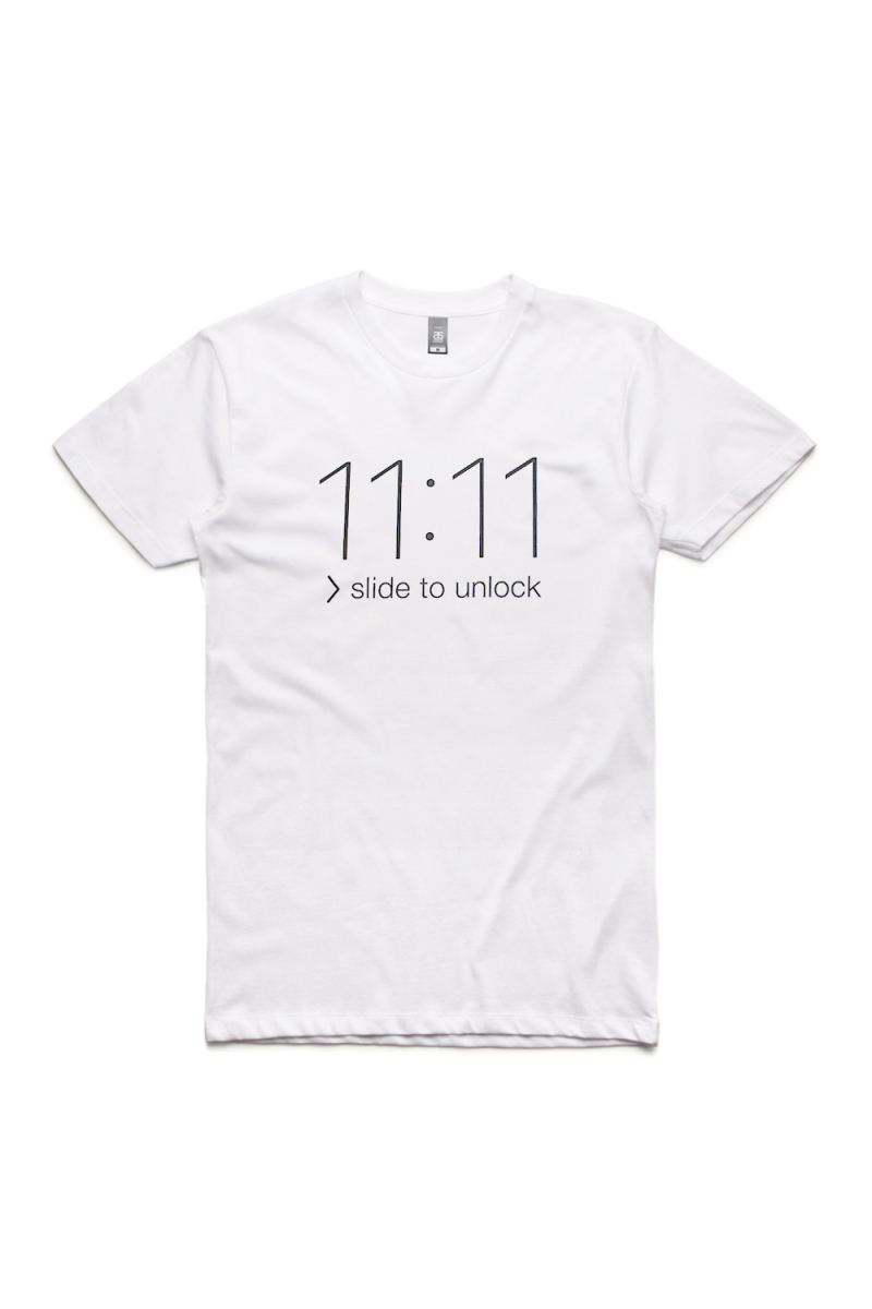 Slide To Unlock White Tshirt by 11:11