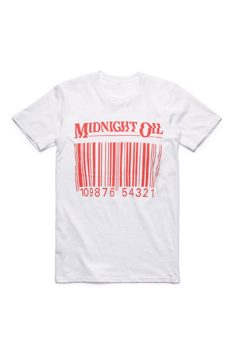 Barcode White Tshirt by Midnight Oil